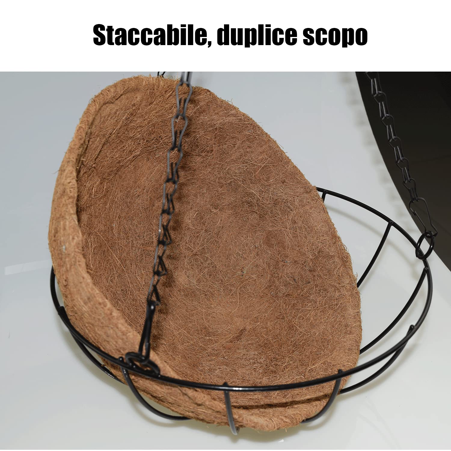 Cesto per piante da appendere, con catena, in metallo, per piante