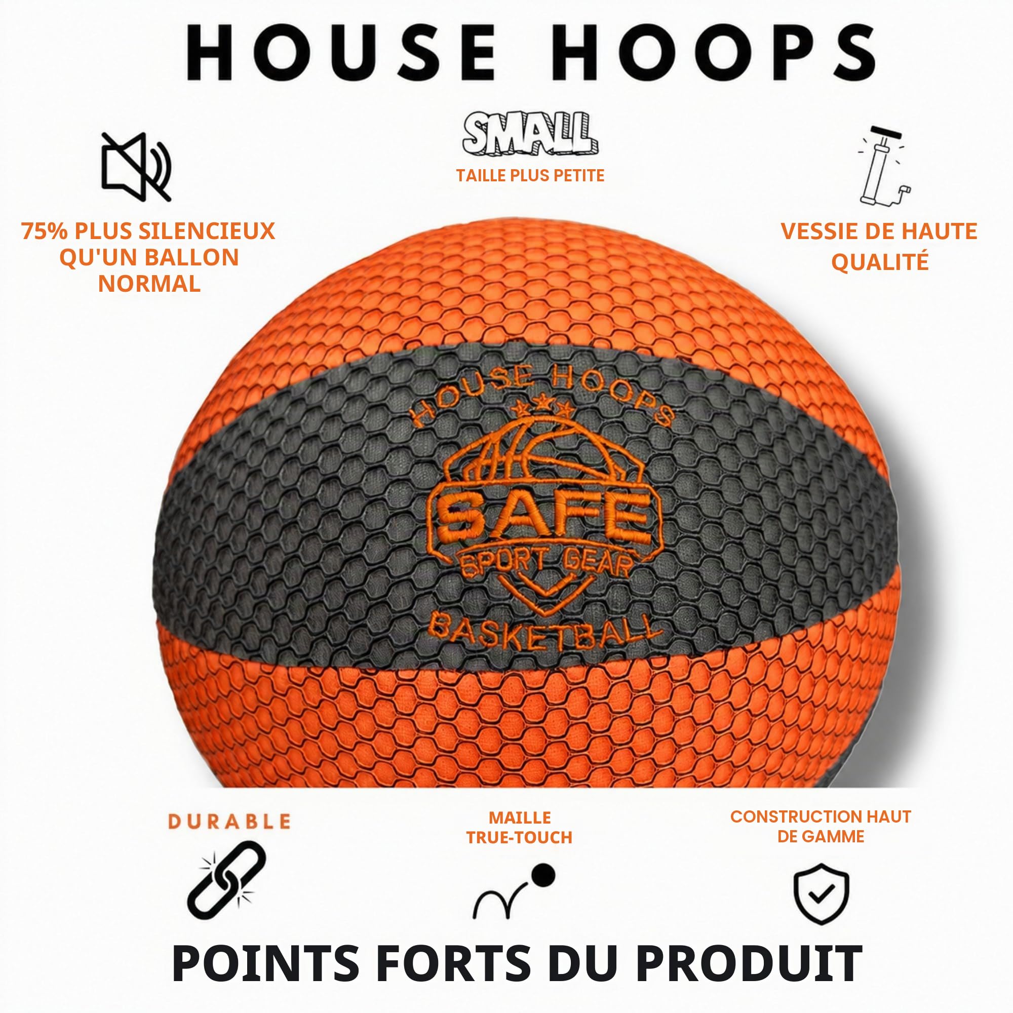 Safe Sport Gear HouseHoops Basketball – Ballon de Basketball d’intérieur Doux et de Haute qualité pour la Maison – Conception Durable – Parfait pour Le Jeu et l’activité Physique en intérieur