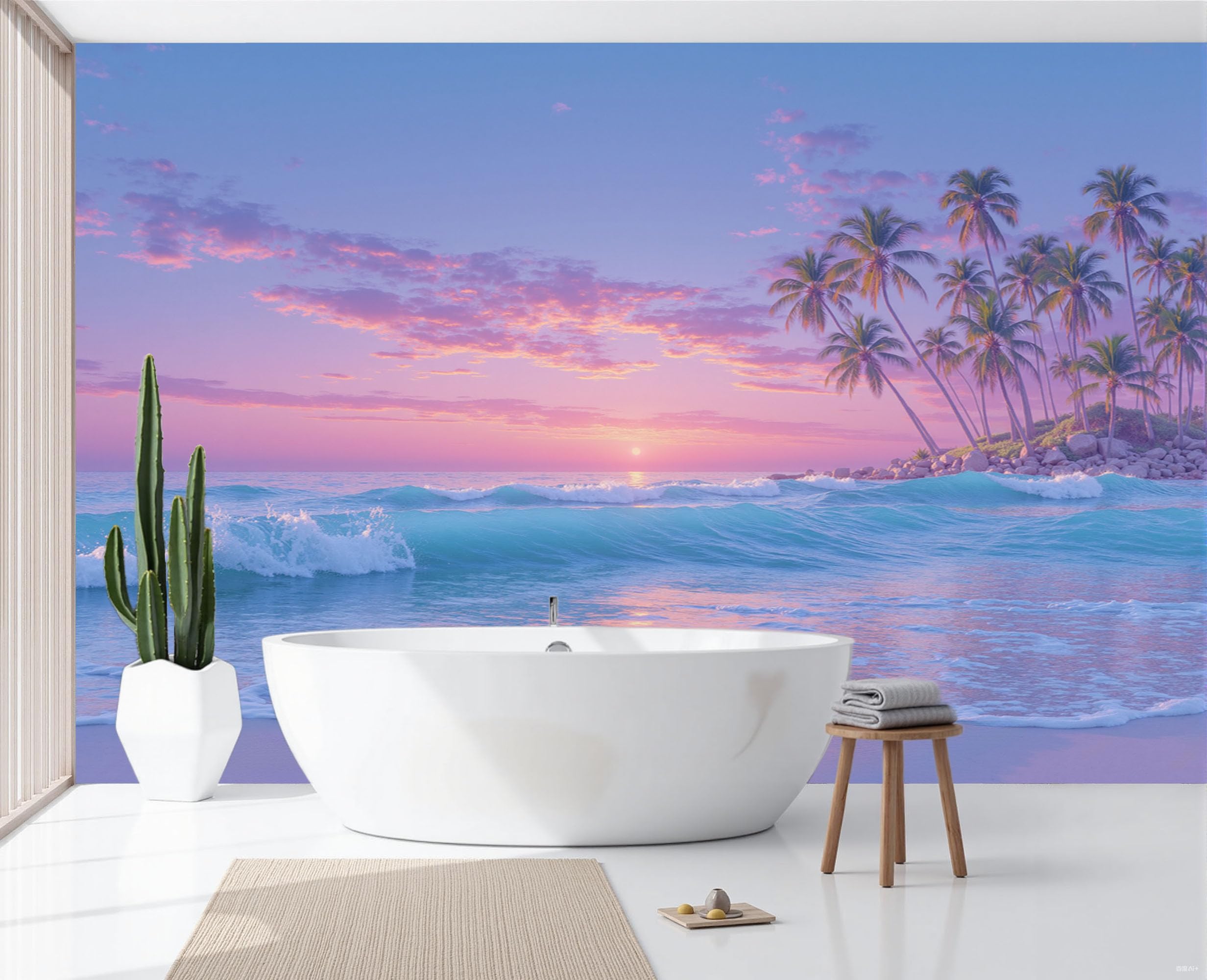 Carta Da Parati Murale Tramonto Sulla Spiaggia, 350x256cm