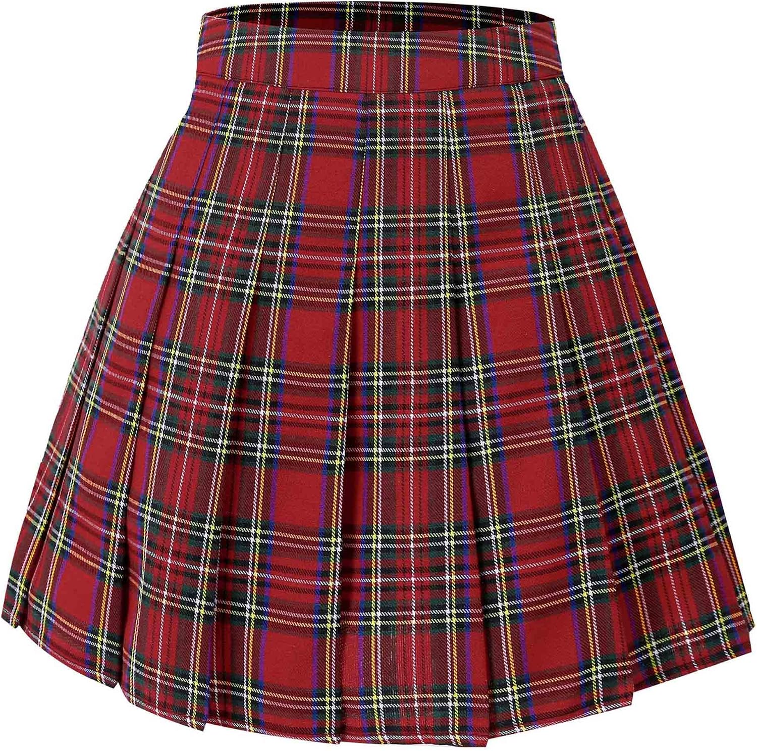 Hoerev Women Girls Short High Waist Pleated Skater Tennis Skirt