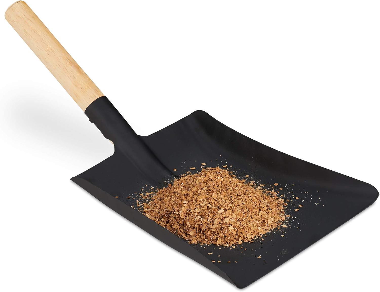 Relaxdays Dustpan with Wooden Handle, Fireplace Tool, Coal Shovel, BBQ