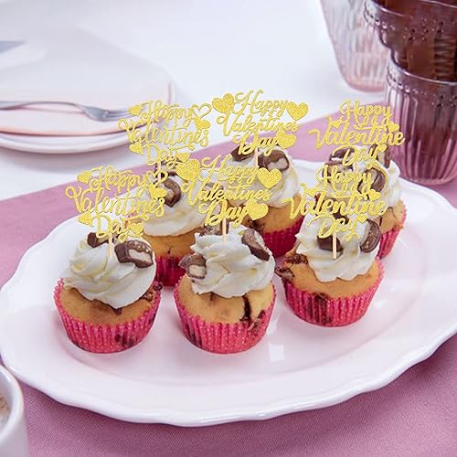 Miniatura 3 de Rsstarxi 1 paquete de decoración para tartas de San Valentín con purpurina y corazón decoración de pasteles de San Valentín decoración de pasteles