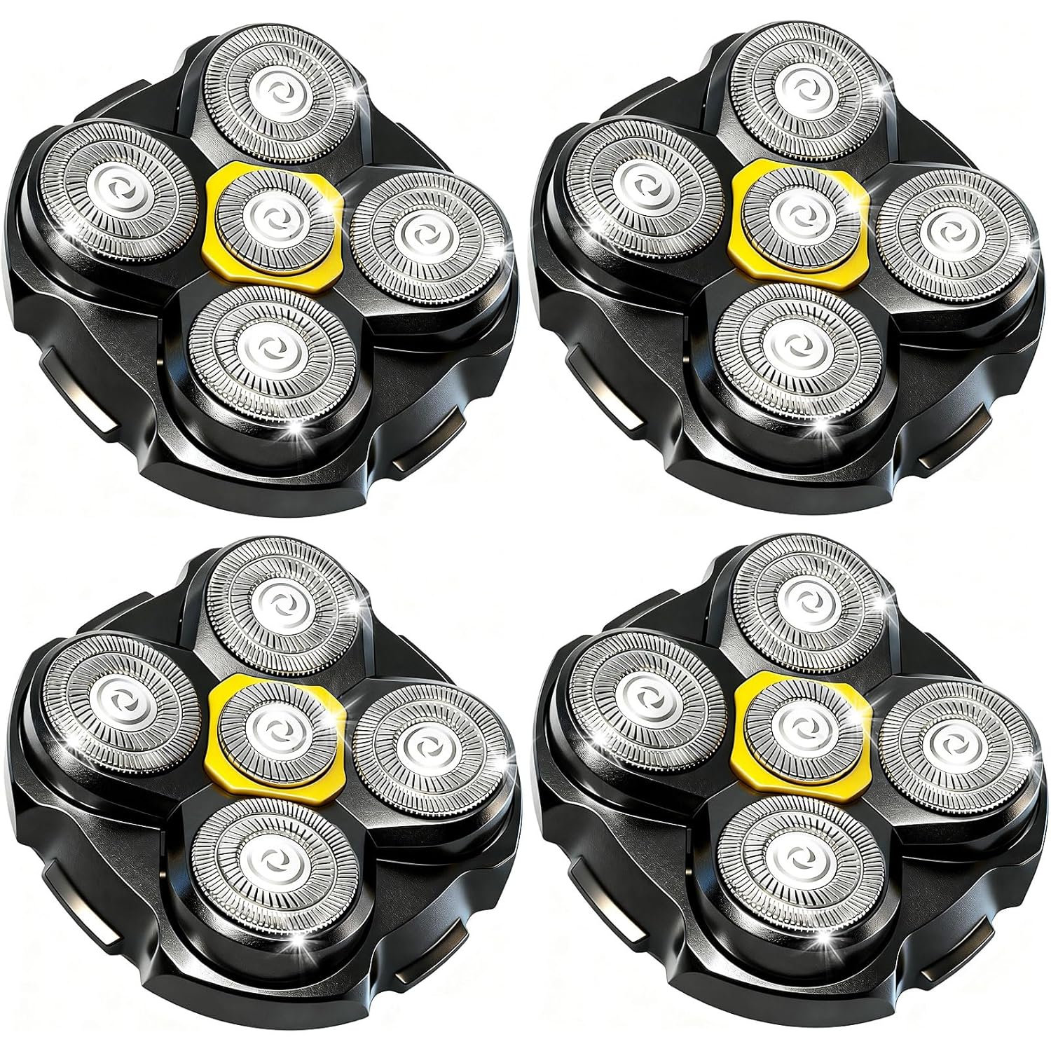 5 Head Shaver Replacement Head for MicroTouch Titanium Shaver for Bald Men Head and Face Wet/Dry Shaving (Black(4count))