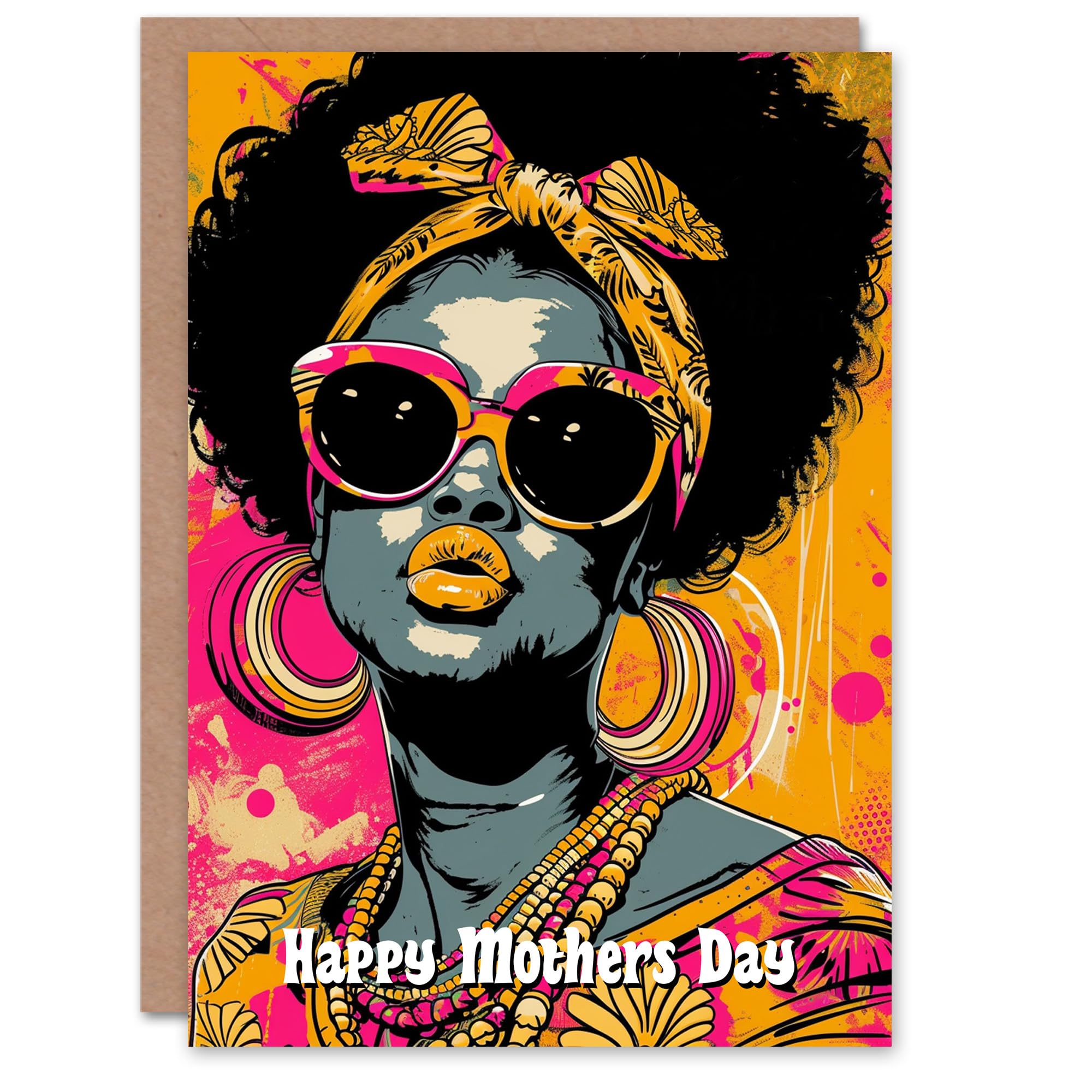 Artery8 Mother's Day Greeting Card Cool Black 70s Retro Afro For Mum