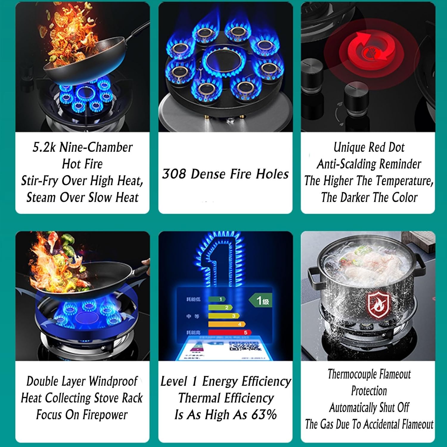 Propane Stove,tempered Glass Gas Cooktop,2 Burners Portable Propane Stove,Maximum 17060BTU Great for Family Restaurants and Food Trucks (Color : LPG)