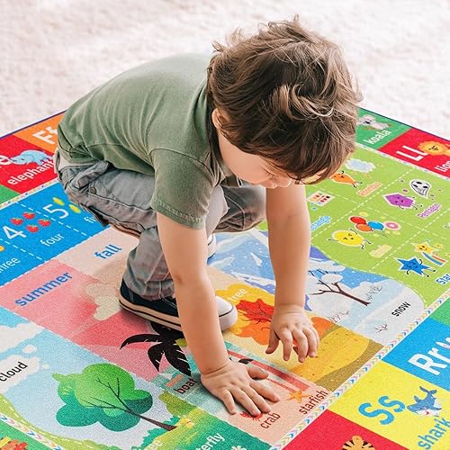 Miniatura 5 de ABC - Alfombra infantil para sala de juegos, alfombra lavable de 3 x 5 pulgadas, alfombra de juego educativa para niños pequeños con formas de