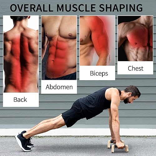 Miniatura 3 de Parallettes Bars, Wooden Push Up Bars with Wrist Wraps for Men & Women, Handstand Training Bars for Home Gym, Non-Slip Calisthenics Equipment,