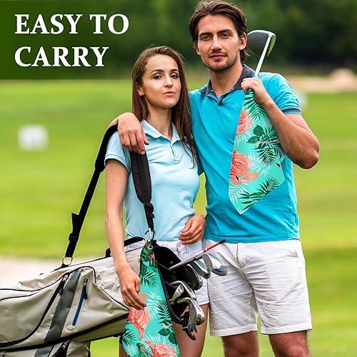 Miniatura 6 de Toalla de golf con clip para bolsas de palos de golf para hombres y mujeres, accesorios de golfistas, regalos, hojas de pájaros, microfibra grande,