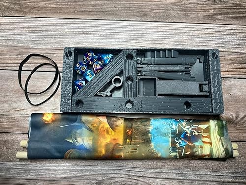 Miniatura 2 de MunnyGrubbers - Rodillo de dados de catapulta - (juego de dados D20 al azar de 7 piezas incluido) - RPG de mesa - Ballesta de dados - Soporte para