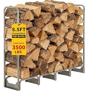 Garvee 8.5FT Steel Firewood Rack with 600D Waterproof Oxford Cover - Heavy Duty Indoor/Outdoor Log Storage Organizer for Fireplace, Patio & Backyard