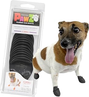 PawZ Rubber Dog Boots for Small Paws - Waterproof Anti-Slip Shoes, Rain Snow Mud Hot Pavement Protection - X-Small 1.5-2in Pack of 12