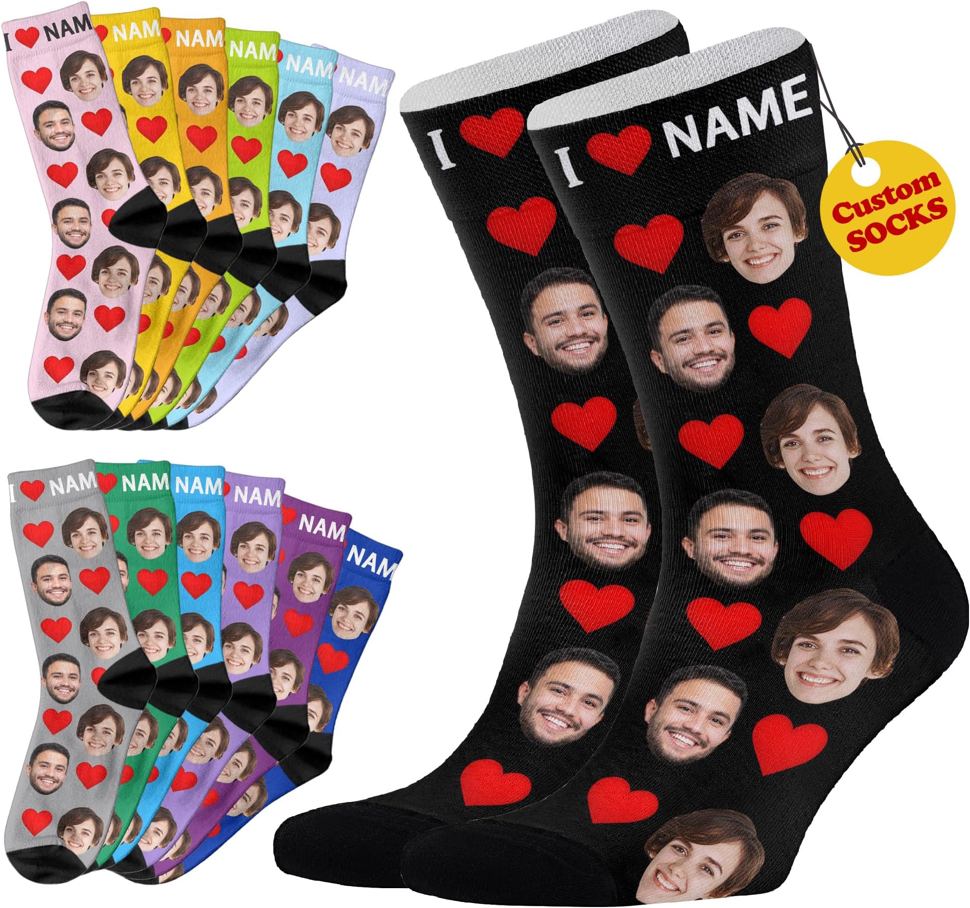 Artsadd Custom Face Socks with Photo Personalized Funny Socks Customized Pet Face Fathers Day Christmas Birthday Day Gifts