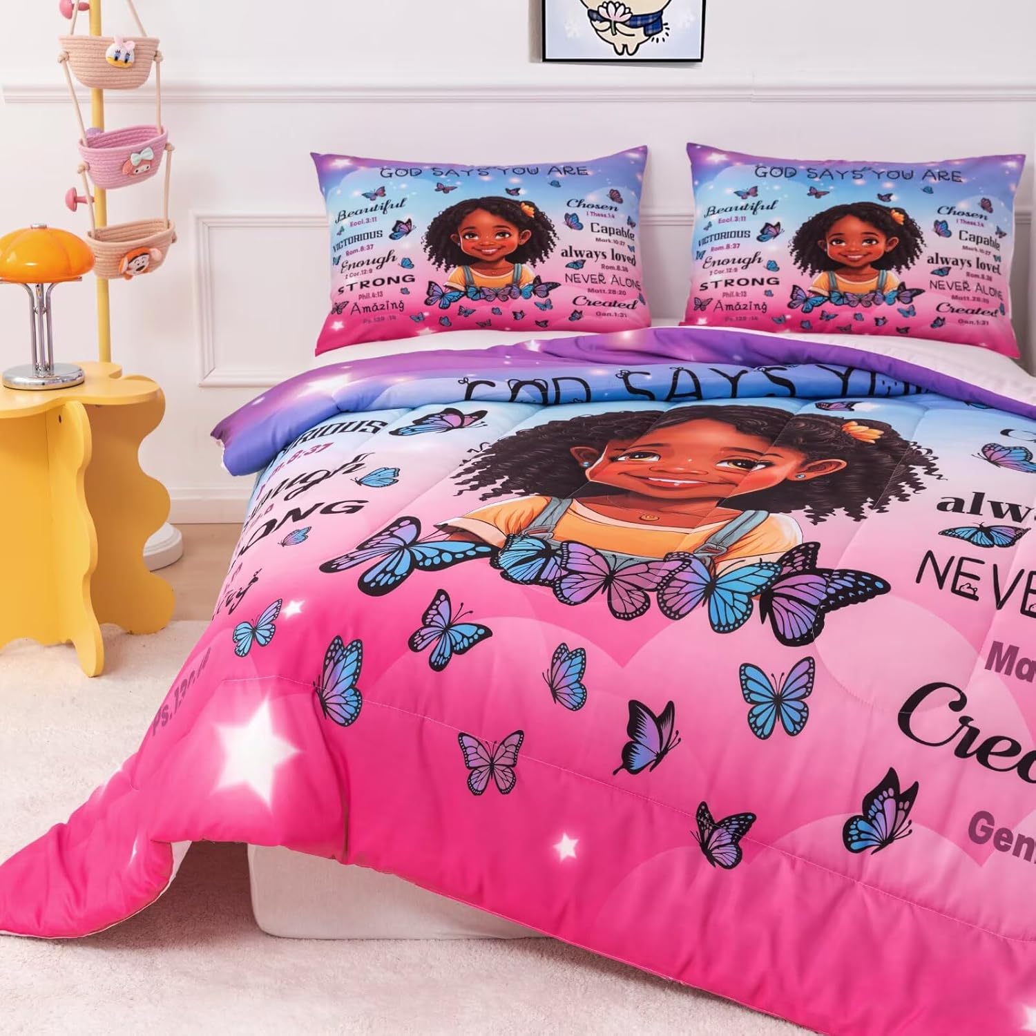 Black Girl Comforter Set Twin for Kids Teens,God Says You are Comforter Set Black Girl Magic Bedding Set,African American Bed Bedroom Set - Image 4