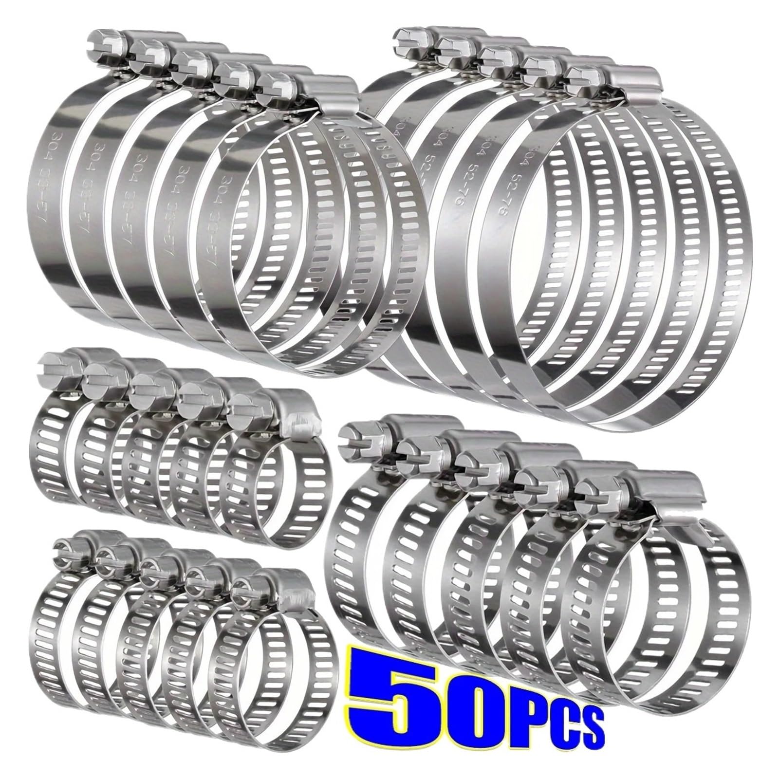 Klipsy do węża 1-50 x klipsy do węża zaciski do rur 6 mm-29 mm zestaw zacisków obręczy ze stali nierdzewnej (13-19 mm (50 szt.)