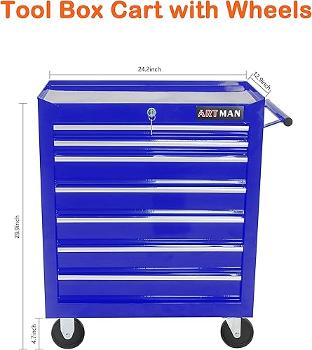 Miniatura 73 de Carro de herramientas de 4 cajones con ruedas, multifuncional, almacenamiento de herramientas, cajones, herramienta rodante, organizador