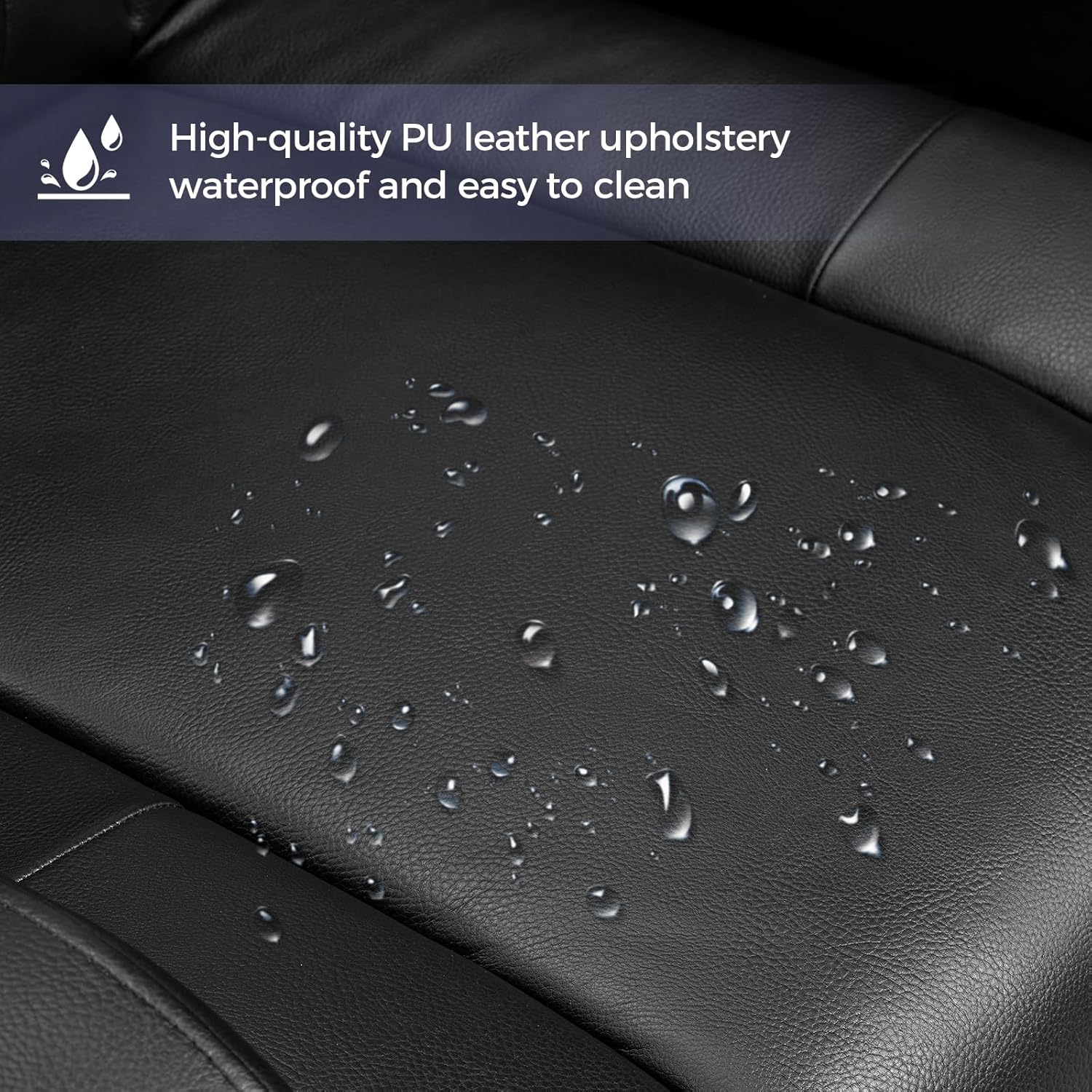 CANMOV Power Home Theater Seating, PU Leather Electric Recliner Chair with USB Tape-C Ports, LED Light, Cup Holders, Hidden Arm Storage (1, Black)