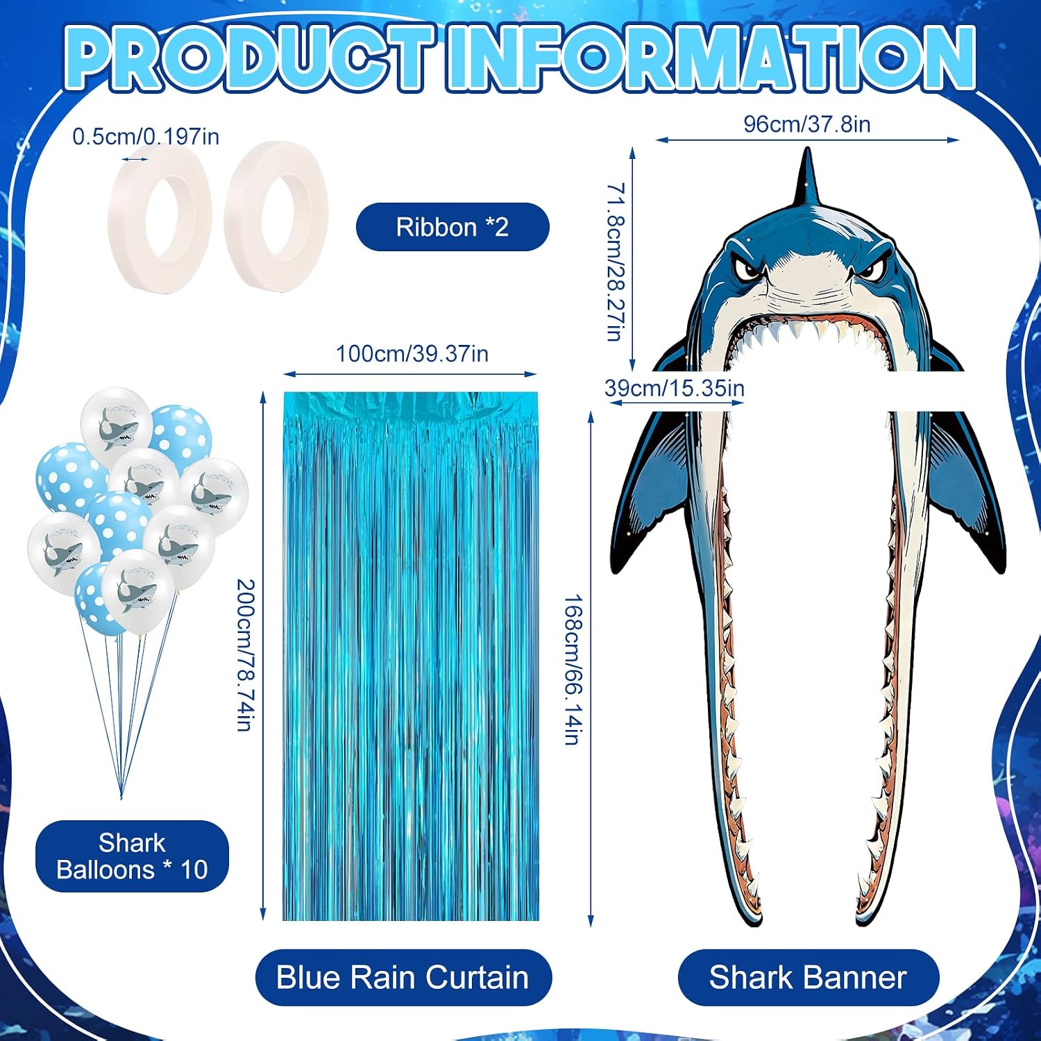 JAOJAO Shark Themed Party Decorations, Shark Party Door Banner image 2