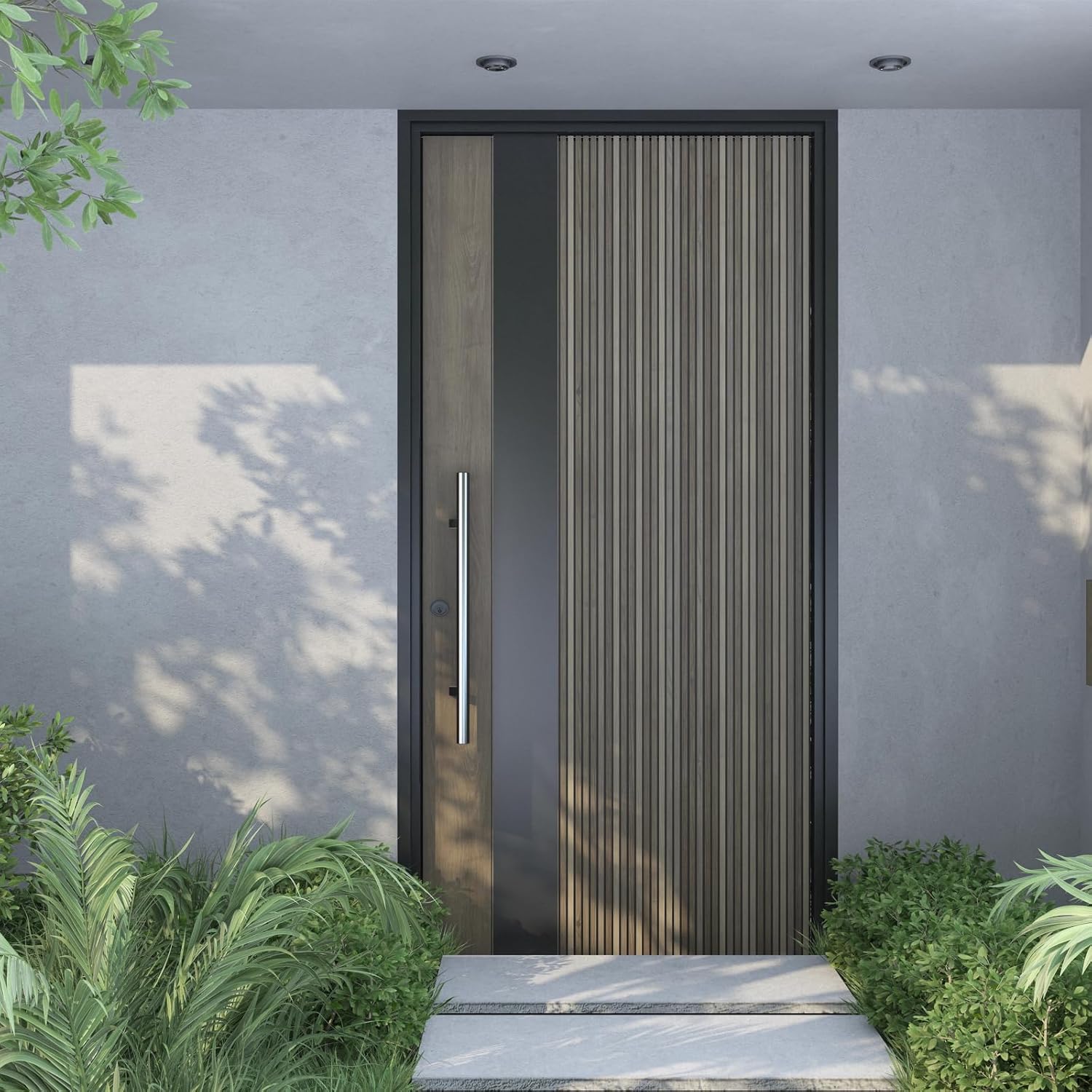 TOGU 1200mm / 48 inches Offset Push Pull Door Handle, 304 Stainless Steel Round Bar/Ladder Style/Double-Sided Door Pull, Brushed Stainless Steel Finish