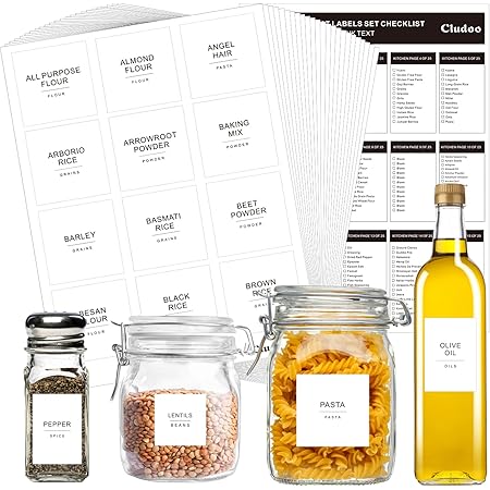 434 Pcs Kitchen Pantry Labels for Food Containers with DIY Blank Labels, 3 Sizes Preprinted Minimalist Waterproof Pantry Kitchen Labels, Pantry Kitchen Organization Labels for Jars, Bottles, Boxes