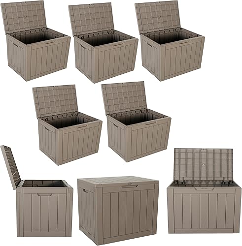 Miniatura 9 de BTEXPERT Caja de almacenamiento para interiores y exteriores, contenedor de cubierta de resina de 30 galones para entrega de paquetes, muebles de