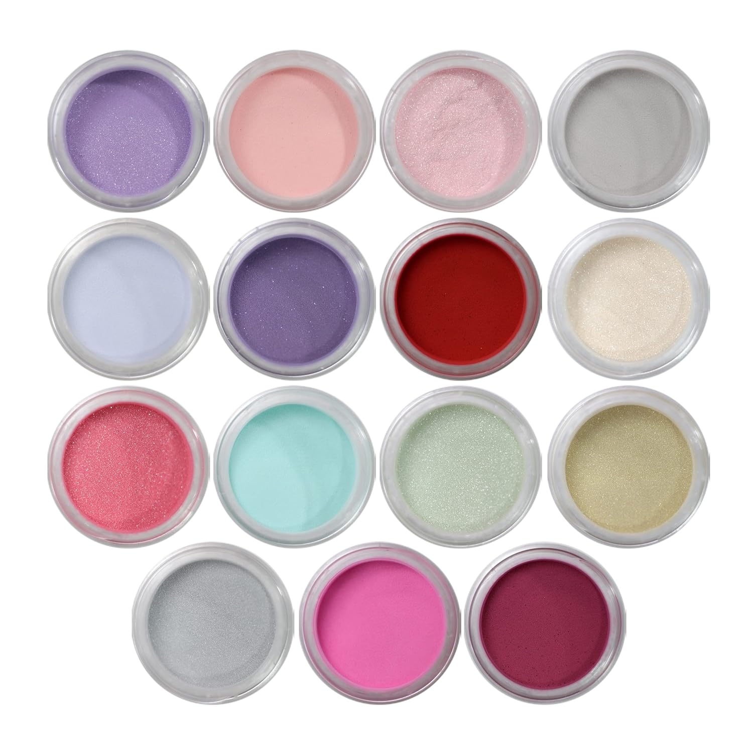 NAIL FACTORY - Corazn Latino Collection Acrylic Nail Powder Set, 15 Colors, Mixed Shapes, Glitter, Holographic, Professional Nail Art, 3.5 Gr. Each