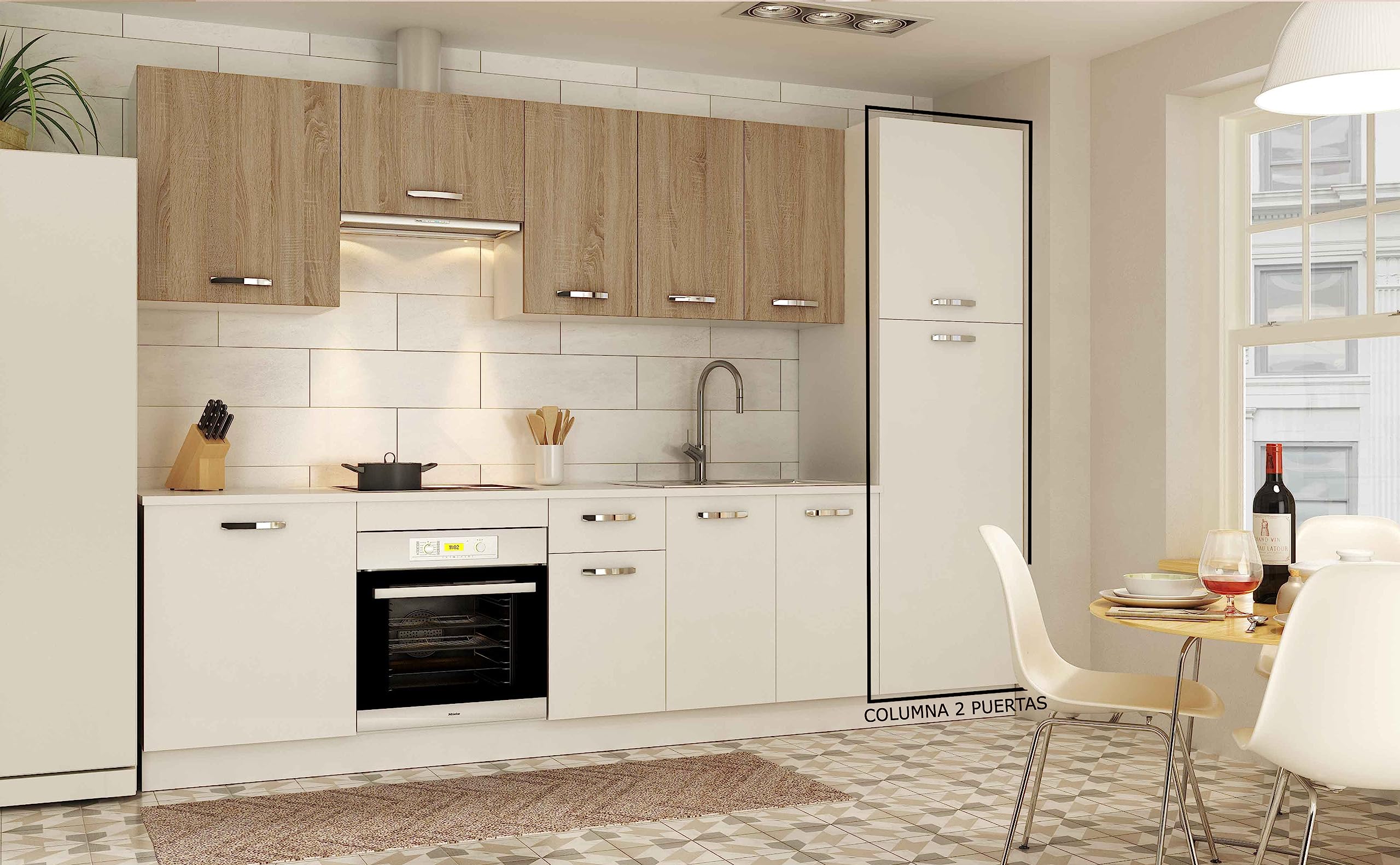 HOGAR24 ES - Mueble Columna de Cocina 2 Puertas Color Blanco, Medidas: 215 x 60 x 58 cm