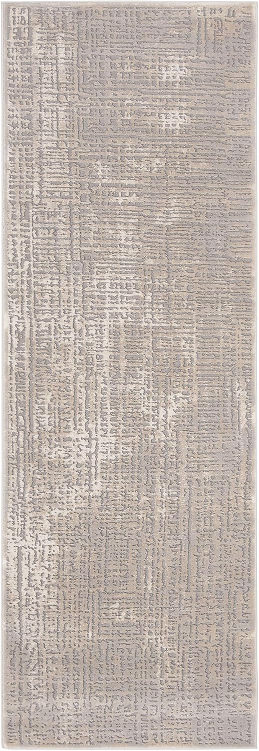 SAFAVIEH Meadow Collection 2'7" x 8' IvoryGrey MDW317A Modern Abstract Runner Rug