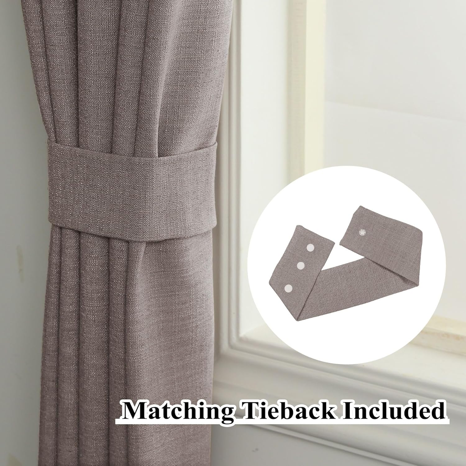 Fcosie 50" W x 54" L Linen Curtains Parchment, Room Darkening Drapes, Light Filtering Tab Top Curtains 54 Inches Long, Curtain Panels for Living Room Bedroom Bathroom Kitchen Door Window, 1 Panel