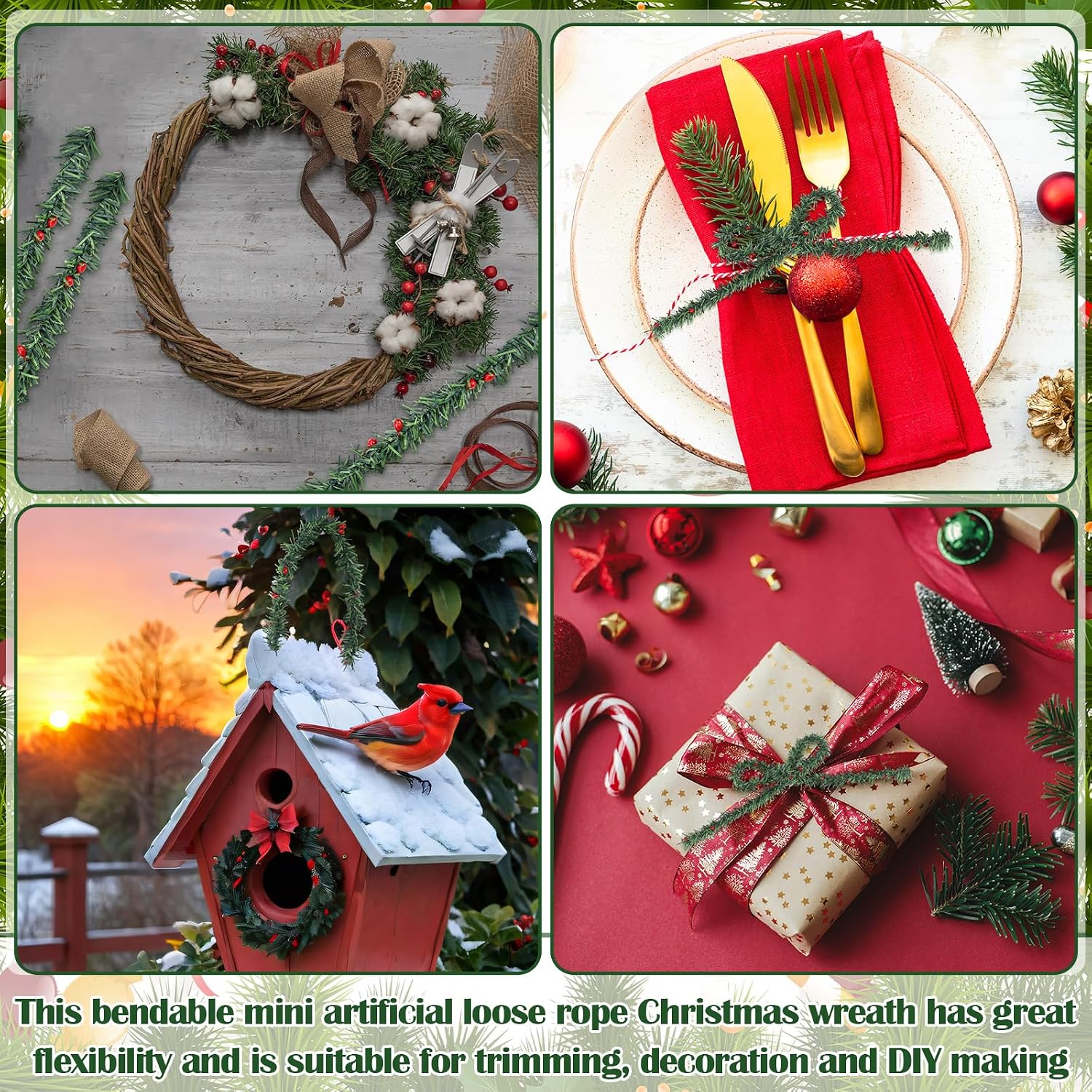 Jutom 50Ft Mini Garland for Crafts 1" Miniature Christmas Garland Strands
