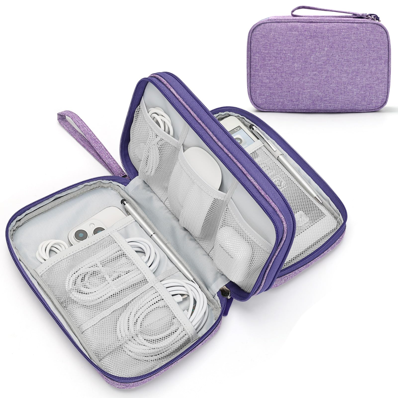 FYY Electronic Organizer, Travel Tech Pouch Bag, Large, Dark Purple