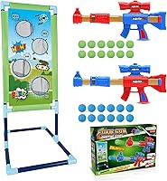 Vista 6 de SpringFlower Juego de disparo de juguete para niños de 5, 6, 7, 8, 9, 10+ años, 2 piezas de pistolas de juguete de aire con bolas de espuma