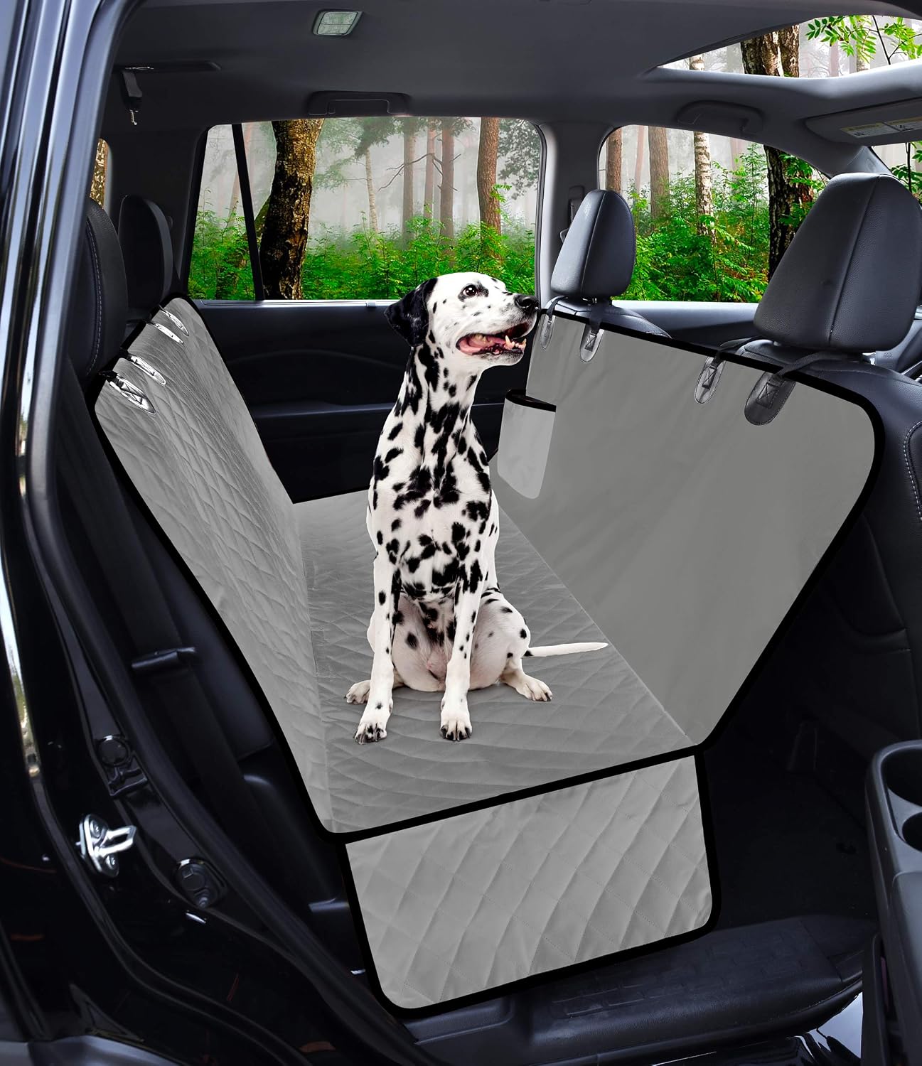 Benephit Dog Seat Covers with Mesh Visual Window 100% Waterproof Nonslip Pet Car Seat Cover for Back Seat with Storage Pockets, Washable…