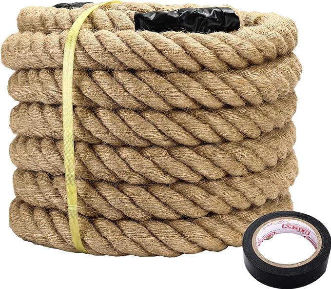 Amazon.com: VANJUANWES 1 inch x 10ft Hemp Rope Thick Rope Natural Jute ...