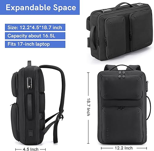 Miniatura 10 de VGOAL Mochila para laptop 3 en 1, bolsas de computadora de 17.3 pulgadas para hombres, mochila para laptop para mujeres, mochila informal de viaje,