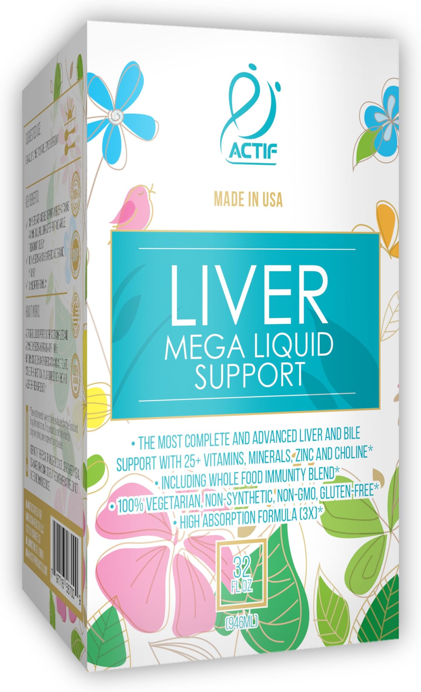 Liver Mega Liquid Support - Complete Liver and Bile Maximum Strength Supplement, Non-GMO, Made in USA, 32oz