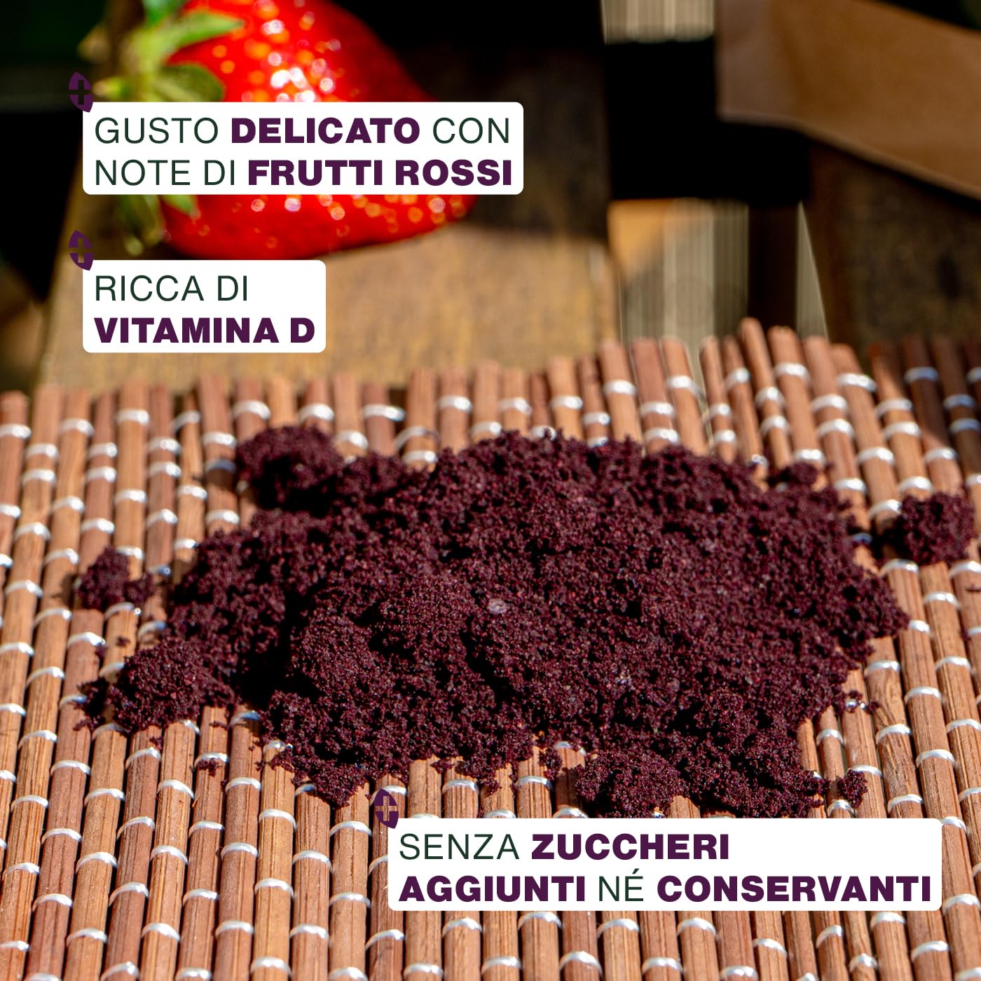 Açaí in polvere BIO 100g | 100 % Polpa di bacche di açaí Liofilizzata (freeze-dried) | Crudo, Senza Zuccheri Aggiunti | Immunità, Vitamina D, Ossa | Qualità Superiore