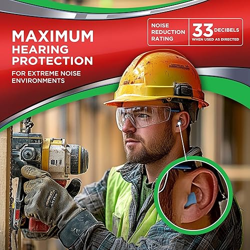 Miniatura 3 de HEAROS Xtreme 100 pares de tapones auditivos de espuma con NRR 33, cancelación del ruido, protección auditiva