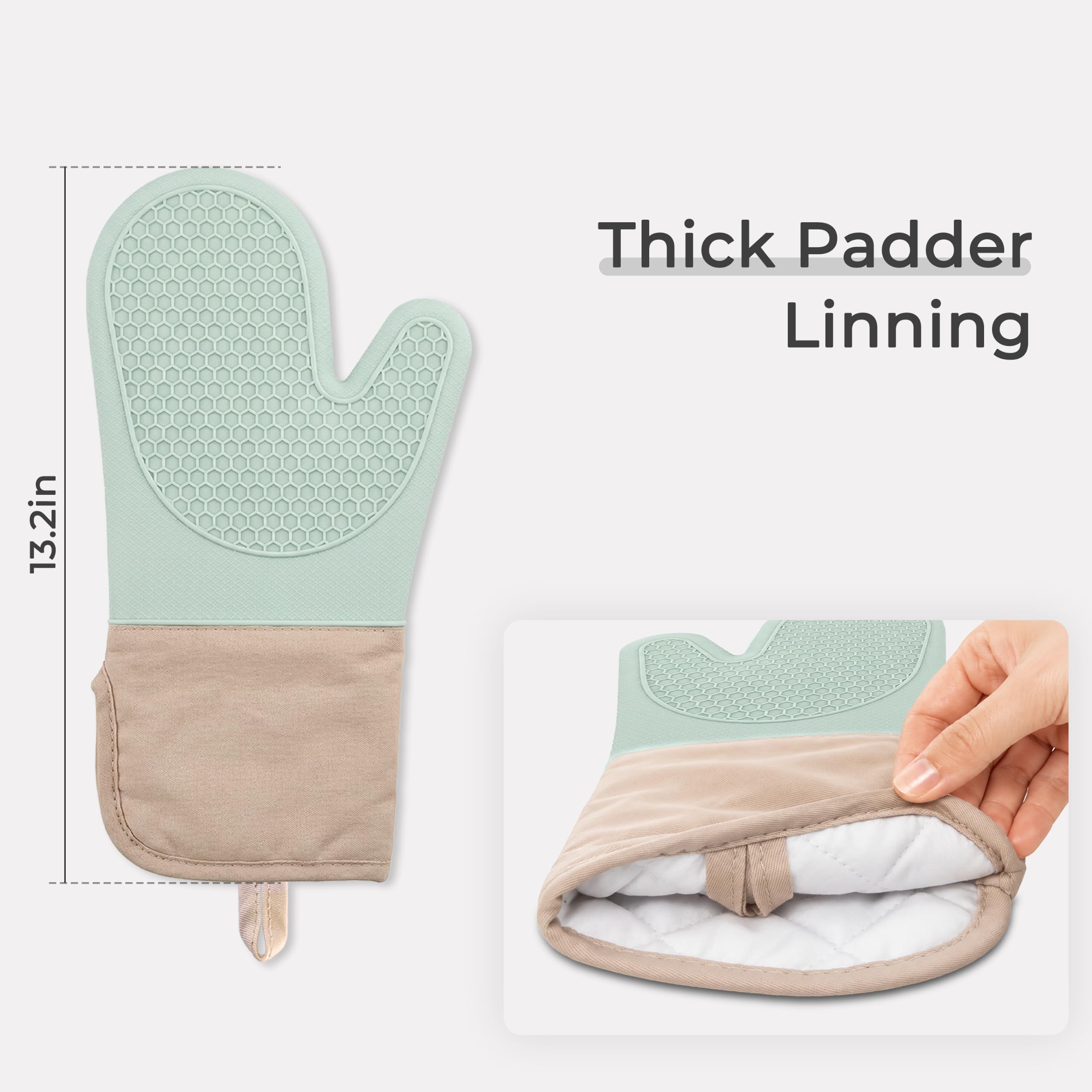 Lot de 8 gants de cuisine en silicone résistants à la chaleur avec doublure en coton doux