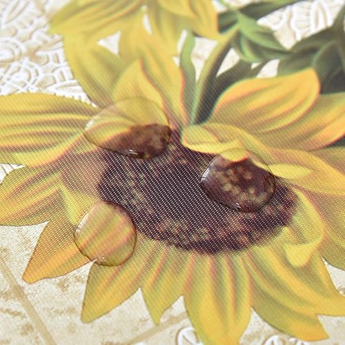 Miniatura 7 de LOHASCASA Mantel de vinilo de girasol para mesas rectangulares, mantel de plástico impermeable de PVC, manteles oblongos, manteles de hule lavable