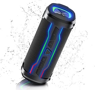 Bluetooth Speakers, IPX7 Waterproof Wireless Speaker with Colorful Flashing Lights, Portable Bluetooth Speaker with Bluetooth 5.3,Built-in Mic hands-free calling,Suitable for Travel, Home and Outdoors