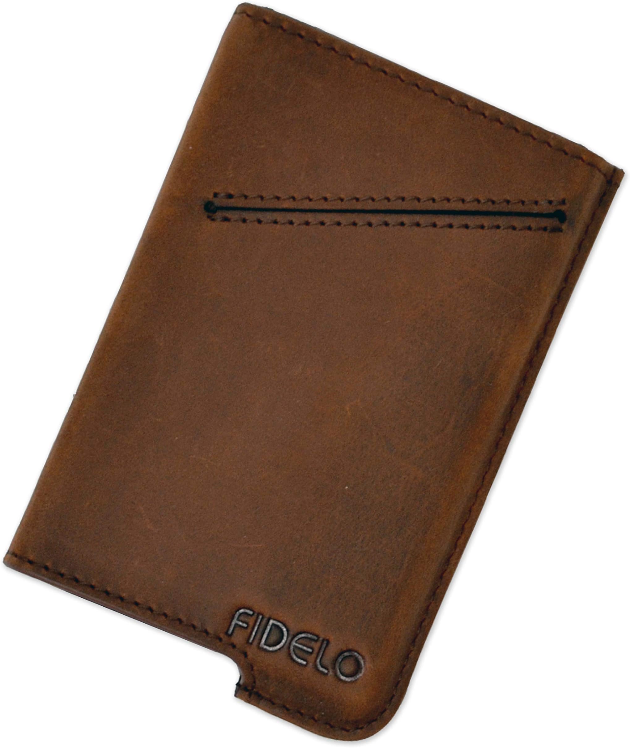 FideloMinimalist Wallet for Men - Slim Credit Card Holder RFID Mens Wallets with Magnetic Money Clip Removable Black Leather Case