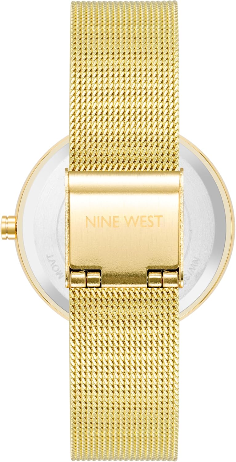 Nine West Women's Floral Dial Mesh Bracelet Watch - Image 3