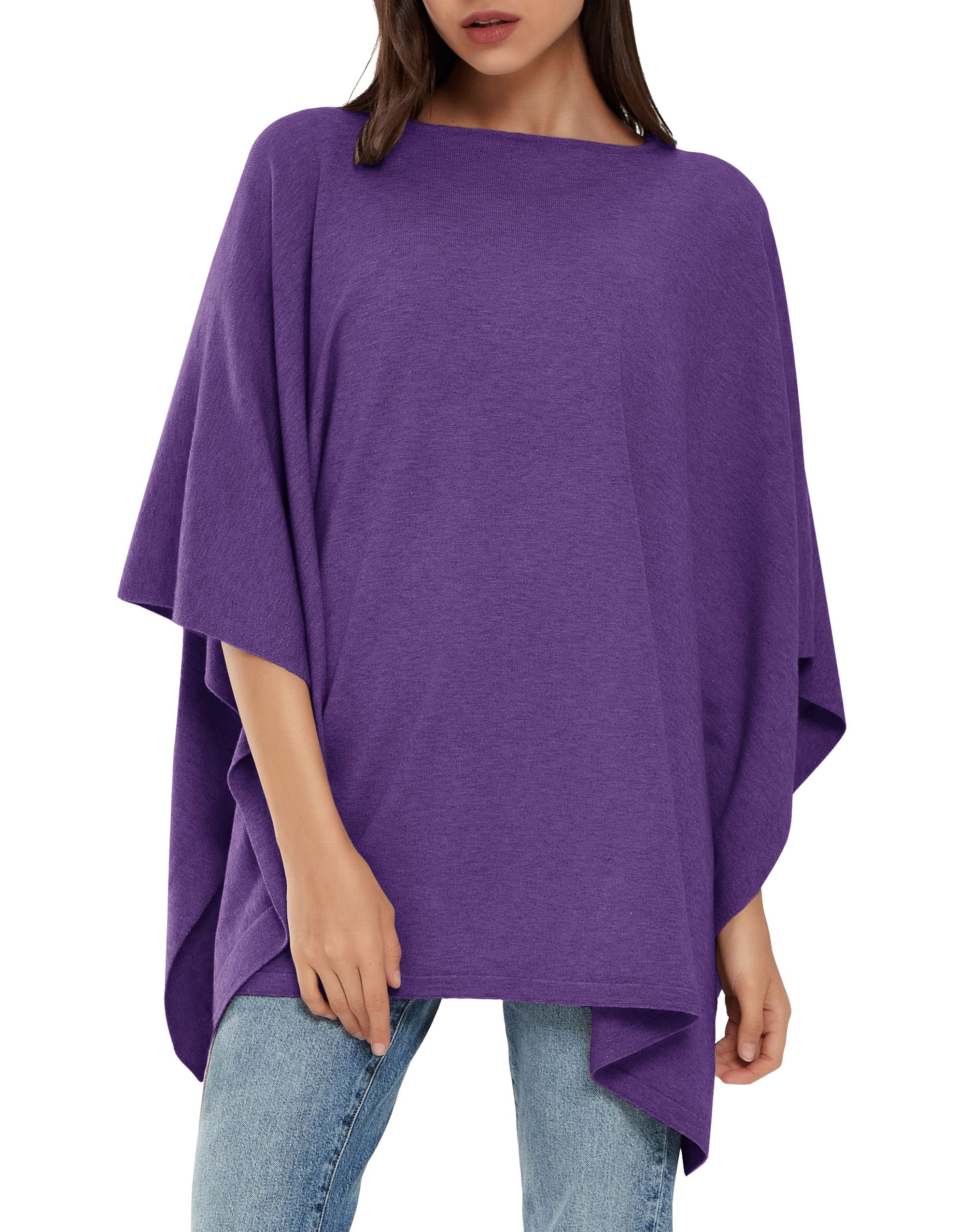 PULI Women's Pullover Poncho Sweater Knit Layering Top Travel