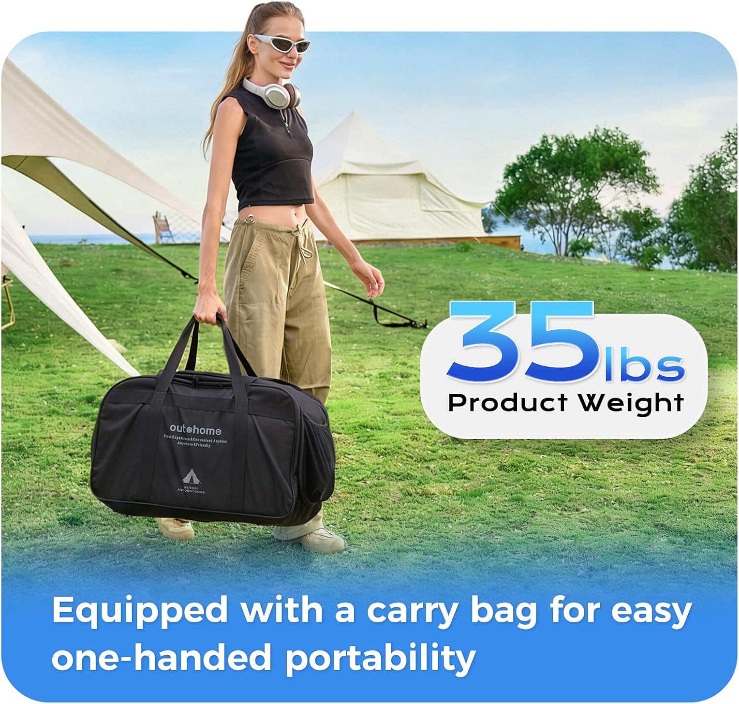 BAYKUL Portable Tent Air Conditioners,6800 BTU Heating, 7500 BTU Cooling, Heating 6-in-1 Portable Air Conditioner, Compact Design, Outdoor or Indoor Use, Picnics, Truck, RV, Van Parking Cooling
