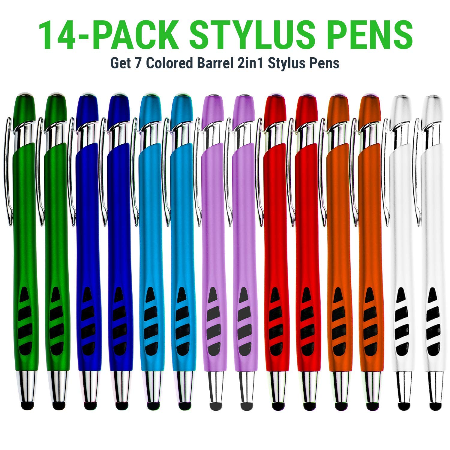 Stifte – 2 in 1 Stylus Touch Screen & Schreiben Pen, Farben sortiert, Sensitive Stylus Spitze – Für Ihr iPad, iPhone, Kindle, Nook, Samsung Galaxy & mehr – von sypen 14 Pack