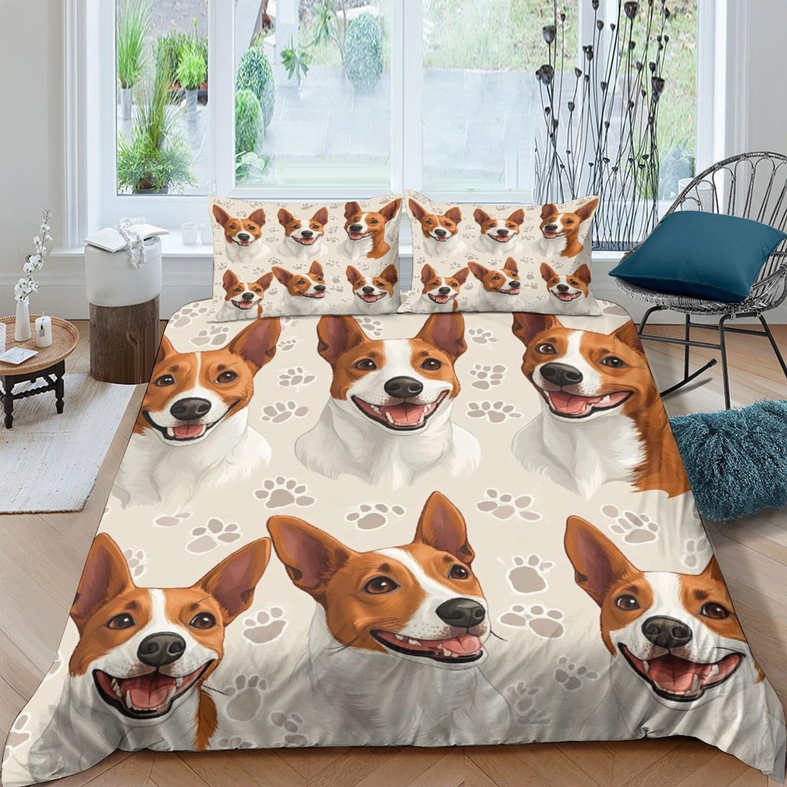 Housse de couette imprimé en 3D visages de chiens taie d'oreiller linge de lit King 220x240