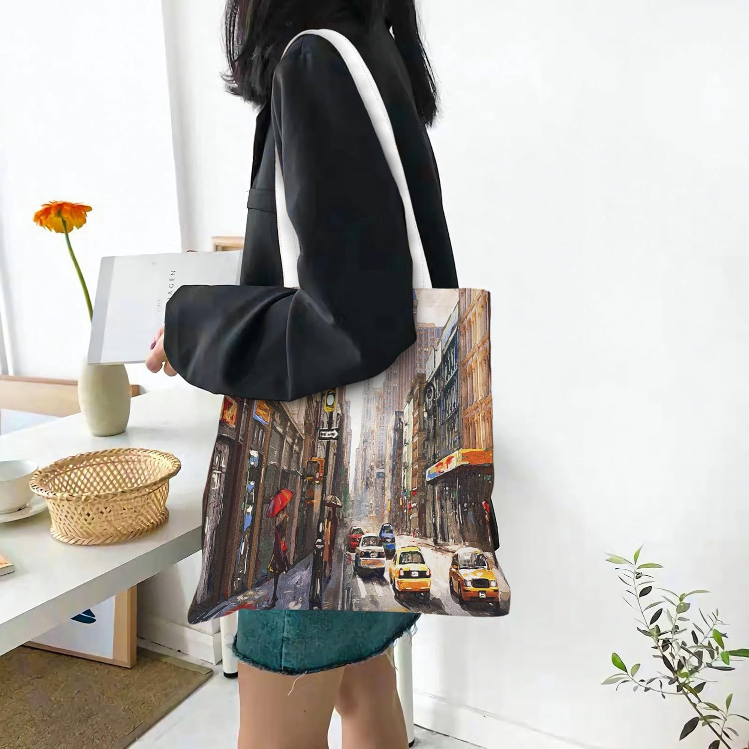 Canvas Tote Bag,Large Capacity Shopping Bag with Durable Handles for Grocery, Travel, Daily Use - Image 7