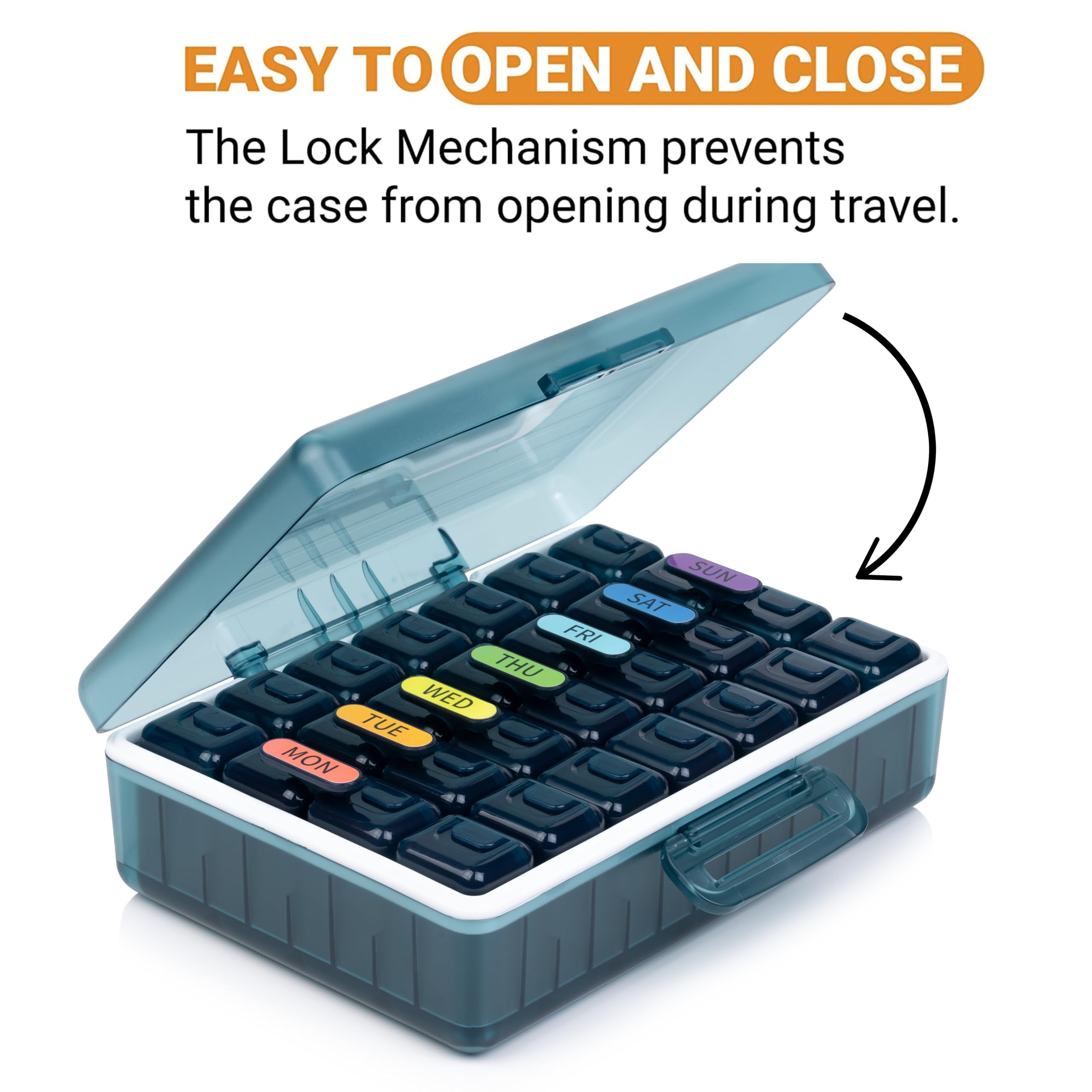 Big Premium Medicine organizer- Medicine organizer box- 7 days Pill Box For Home-Pill Organizer Case With Large Compartments, Portable for pills & Supplements (Blue) 2