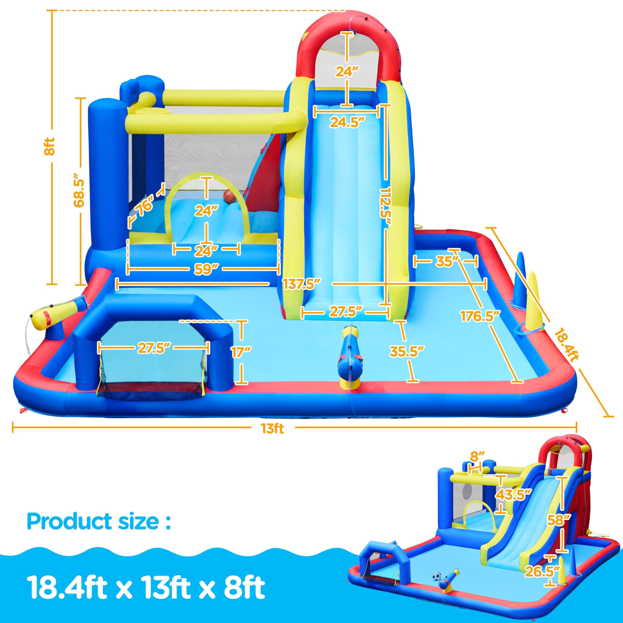 Snapklik.com : 10-in-1 Inflatable Bounce House w/Slide, Outdoor Water ...
