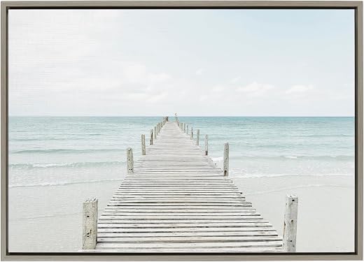 Pier on the Beach art print, framed